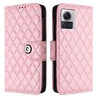 For Motorola Edge 30 Ultra Rhombic Texture Flip Leather Phone Case with Lanyard(Pink) - 2