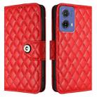 For Motorola Moto G85 Rhombic Texture Flip Leather Phone Case with Lanyard(Red) - 2