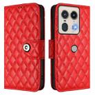 For Motorola Edge 50 5G Global Rhombic Texture Flip Leather Phone Case with Lanyard(Red) - 2