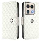 For Motorola Edge 50 5G Global Rhombic Texture Flip Leather Phone Case with Lanyard(White) - 2