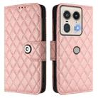 For Motorola Edge 50 5G Global Rhombic Texture Flip Leather Phone Case with Lanyard(Coral Pink) - 2