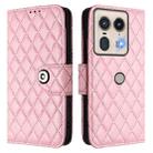 For Motorola Edge 50 5G Global Rhombic Texture Flip Leather Phone Case with Lanyard(Pink) - 2