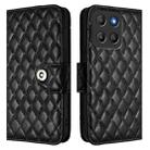 For Motorola Moto G15 Rhombic Texture Flip Leather Phone Case with Lanyard(Black) - 2