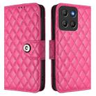 For Motorola Moto G15 Rhombic Texture Flip Leather Phone Case with Lanyard(Rose Red) - 2