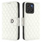 For Motorola Moto G15 Rhombic Texture Flip Leather Phone Case with Lanyard(White) - 2