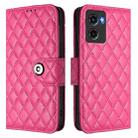 For Motorola Moto G05 Rhombic Texture Flip Leather Phone Case with Lanyard(Rose Red) - 2