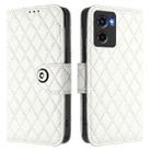 For Motorola Moto G05 Rhombic Texture Flip Leather Phone Case with Lanyard(White) - 2