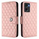 For Motorola Moto G05 Rhombic Texture Flip Leather Phone Case with Lanyard(Coral Pink) - 2