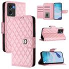 For Motorola Moto G05 Rhombic Texture Flip Leather Phone Case with Lanyard(Pink) - 1