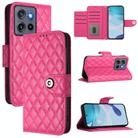 For Motorola Moto G Stylus 5G 2025 Rhombic Texture Flip Leather Phone Case with Lanyard(Rose Red) - 1