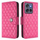 For Motorola Moto G Stylus 5G 2025 Rhombic Texture Flip Leather Phone Case with Lanyard(Rose Red) - 2
