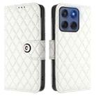 For Motorola Edge 60 Fusion 5G Global Rhombic Texture Flip Leather Phone Case with Lanyard(White) - 2