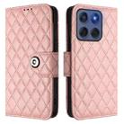 For Motorola Edge 60 Fusion 5G Global Rhombic Texture Flip Leather Phone Case with Lanyard(Coral Pink) - 2