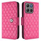 For Motorola Moto G15 / G15 Power Rhombic Texture Flip Leather Phone Case with Lanyard(Rose Red) - 2