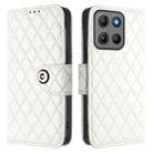 For Motorola Moto G15 / G15 Power Rhombic Texture Flip Leather Phone Case with Lanyard(White) - 2