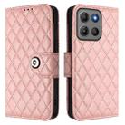 For Motorola Moto G15 / G15 Power Rhombic Texture Flip Leather Phone Case with Lanyard(Coral Pink) - 2