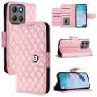 For Motorola Moto G15 / G15 Power Rhombic Texture Flip Leather Phone Case with Lanyard(Pink) - 1