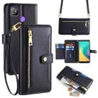 For Tecno Pop 4 Sheep Texture Cross-body Zipper Wallet Leather Phone Case(Black) - 1