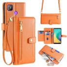 For Tecno Pop 4 Sheep Texture Cross-body Zipper Wallet Leather Phone Case(Orange) - 1