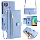 For Tecno Pop 4 Sheep Texture Cross-body Zipper Wallet Leather Phone Case(Blue) - 1