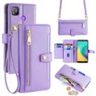 For Tecno Pop 4 Sheep Texture Cross-body Zipper Wallet Leather Phone Case(Purple) - 1