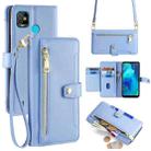 For Tecno Pop 5 Sheep Texture Cross-body Zipper Wallet Leather Phone Case(Blue) - 1