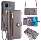 For Tecno Pop 5 Sheep Texture Cross-body Zipper Wallet Leather Phone Case(Grey) - 1
