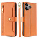 For Tecno Pova 6 Pro 5G Sheep Texture Cross-body Zipper Wallet Leather Phone Case(Orange) - 1