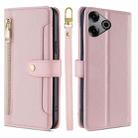 For Tecno Pova 6 Pro 5G Sheep Texture Cross-body Zipper Wallet Leather Phone Case(Pink) - 1