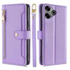 For Tecno Pova 6 Pro 5G Sheep Texture Cross-body Zipper Wallet Leather Phone Case(Purple) - 1