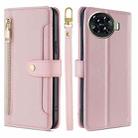 For Tecno Spark 20 Pro+ 4G Sheep Texture Cross-body Zipper Wallet Leather Phone Case(Pink) - 1