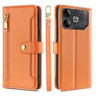 For Tecno Pova 6 5G Sheep Texture Cross-body Zipper Wallet Leather Phone Case(Orange) - 1