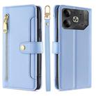 For Tecno Pova 6 5G Sheep Texture Cross-body Zipper Wallet Leather Phone Case(Blue) - 1