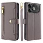 For Tecno Pova 6 5G Sheep Texture Cross-body Zipper Wallet Leather Phone Case(Grey) - 1