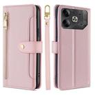 For Tecno Pova 6 5G Sheep Texture Cross-body Zipper Wallet Leather Phone Case(Pink) - 1