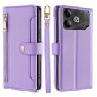 For Tecno Pova 6 5G Sheep Texture Cross-body Zipper Wallet Leather Phone Case(Purple) - 1