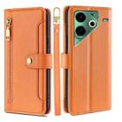 For Tecno Pova 6 Neo 4G Sheep Texture Cross-body Zipper Wallet Leather Phone Case(Orange) - 1