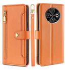 For Tecno Spark 30C 4G Sheep Texture Cross-body Zipper Wallet Leather Phone Case(Orange) - 1