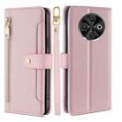 For Tecno Spark 30C 4G Sheep Texture Cross-body Zipper Wallet Leather Phone Case(Pink) - 1