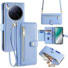 For Tecno Camon 40 Premier 5G Sheep Texture Cross-body Zipper Wallet Leather Phone Case(Blue) - 1