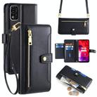 For Itel A48 Sheep Texture Cross-body Zipper Wallet Leather Phone Case(Black) - 1