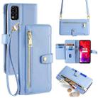 For Itel A48 Sheep Texture Cross-body Zipper Wallet Leather Phone Case(Blue) - 1