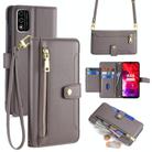 For Itel A48 Sheep Texture Cross-body Zipper Wallet Leather Phone Case(Grey) - 1