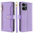 For Itel P55+ 4G Sheep Texture Cross-body Zipper Wallet Leather Phone Case(Purple) - 1