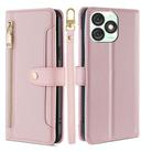 For Itel A50 4G Sheep Texture Cross-body Zipper Wallet Leather Phone Case(Pink) - 1