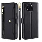 For Itel A50C 4G Sheep Texture Cross-body Zipper Wallet Leather Phone Case(Black) - 1