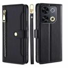 For Itel P65 Sheep Texture Cross-body Zipper Wallet Leather Phone Case(Black) - 1