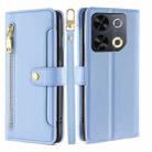 For Itel P65 Sheep Texture Cross-body Zipper Wallet Leather Phone Case(Blue) - 1