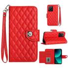 For Xiaomi 13T / 13T Pro Rhombic Texture Flip Leather Phone Case with Lanyard(Red) - 1