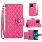 For Xiaomi 13T / 13T Pro Rhombic Texture Flip Leather Phone Case with Lanyard(Rose Red) - 1